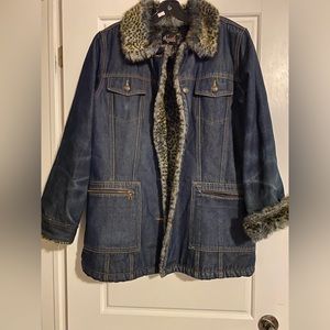 Denim Faux Fur Mink Winter Coat Oversized large